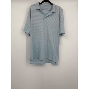 B DRADDY USA Mens Large Striped Polo Shirt Light Blue Pink Short Sleeve